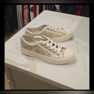 Dior Gold Embodied Lace Low Top Sneakers